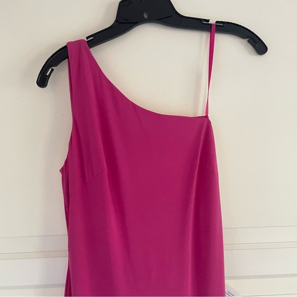 New! IEENA Mac Duggal Candy Pink Jersey One Shoulder Draped Gown 26755 - Picture 8 of 15